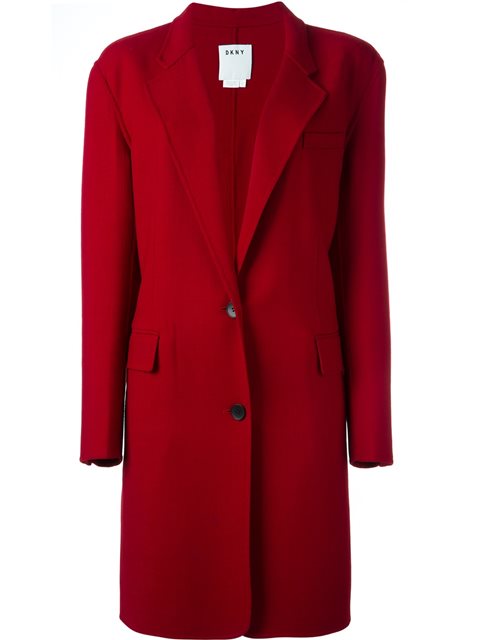 dkny red padded coat