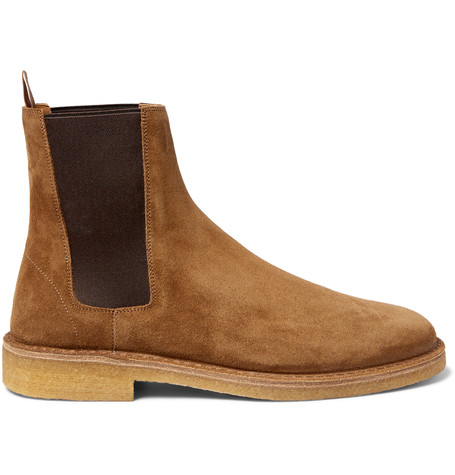 Saint Laurent Nevada Suede Chelsea Boot, Black In Tan | ModeSens