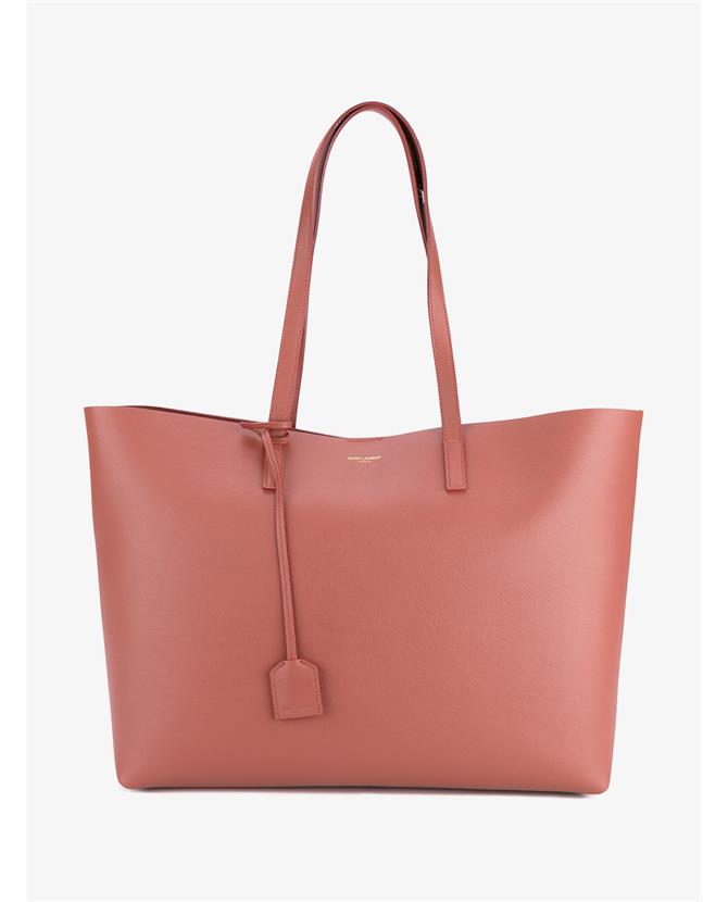 SAINT LAURENT LEATHER SHOPPING TOTE, PINK/PURPLE | ModeSens