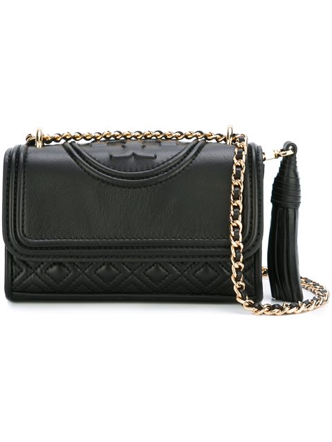 TORY BURCH Fleming Black Leather Micro Shoulder Bag | ModeSens