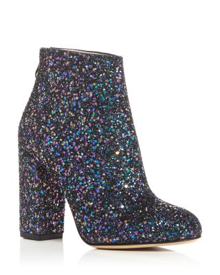 blue glitter block heels