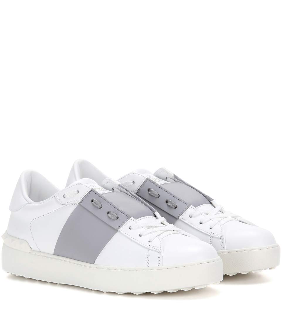 VALENTINO WOMEN’S CONTRAST PATENT PANEL STUD SNEAKERS IN WHITE, LIAECO ...