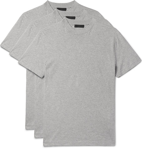 PRADA THREE-PACK SLIM-FIT COTTON-JERSEY T-SHIRTS, GREY | ModeSens