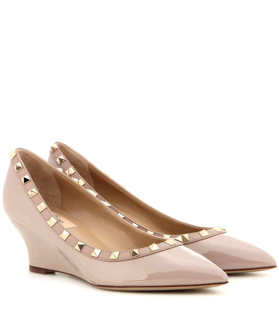 VALENTINO Garavani Rockstud Leather Wedge Pumps | ModeSens