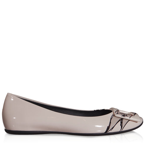 Roger Vivier Gommette Ballerinas Rose Tattoo In Patent Leather In White ...
