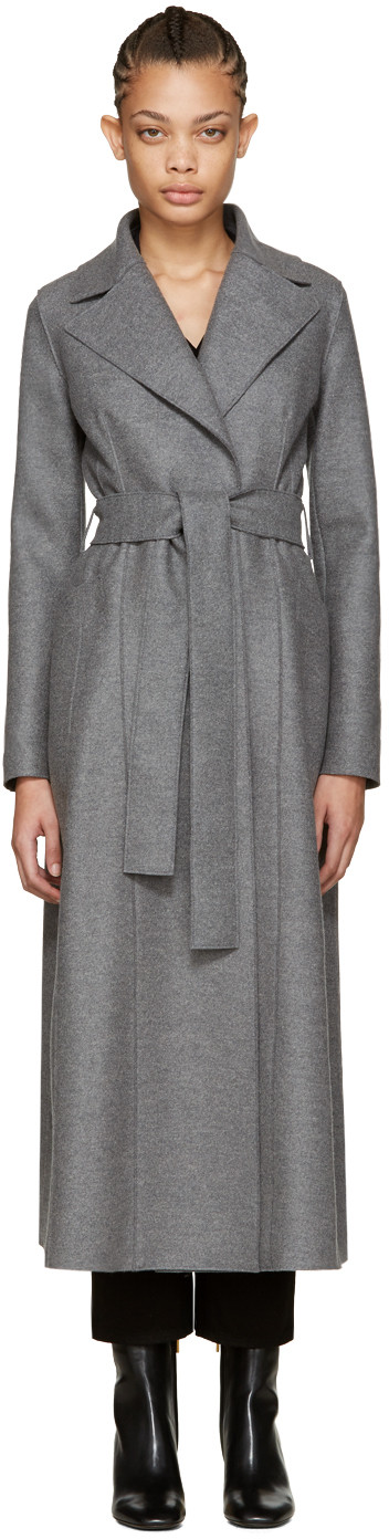 HARRIS WHARF LONDON Grey Wool Long Duster Coat in Grey Mouline | ModeSens