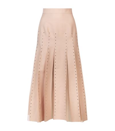 VALENTINO EMBELLISHED CREPE COUTURE & TULLE SKIRT, NUDE | ModeSens