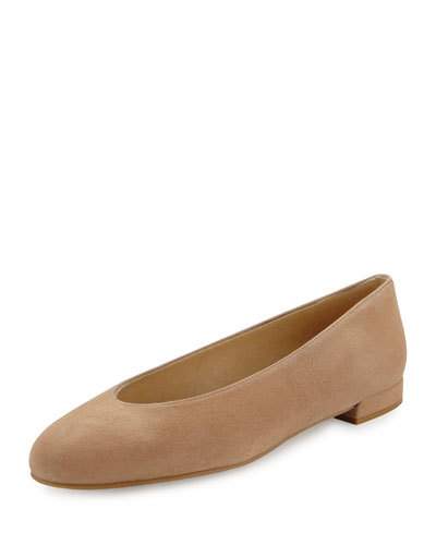 STUART WEITZMAN Chicflat Suede Almond-Toe Flat, Cashew | ModeSens