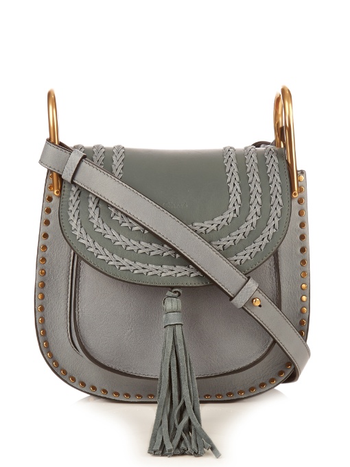 CHLOÉ Hudson Small Leather Shoulder Bag in Slate-Blue | ModeSens