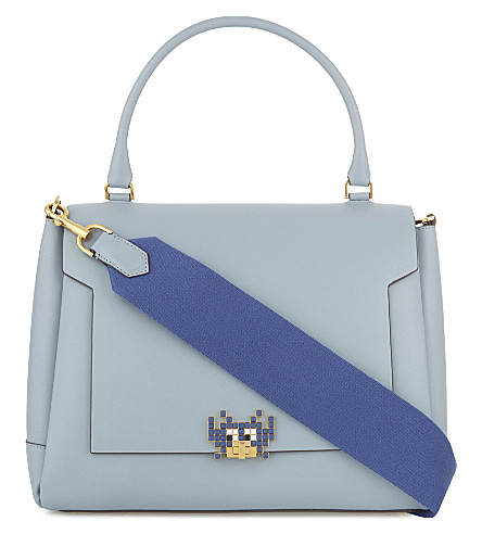 Anya Hindmarch Bathurst Space Invaders Leather Satchel In Duck Egg ...