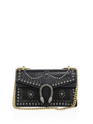 Gucci Small Dionysus Studded Leather Shoulder Bag In Black | ModeSens