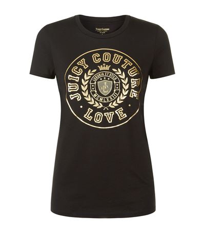 JUICY COUTURE Metallic Varsity Logo T-Shirt in Black | ModeSens