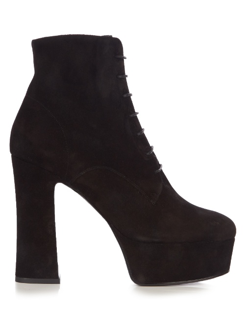 saint laurent suede lace up boots