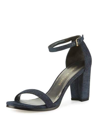 Stuart Weitzman Nearlynude Suede City Sandal, Medium Blue In Cream ...