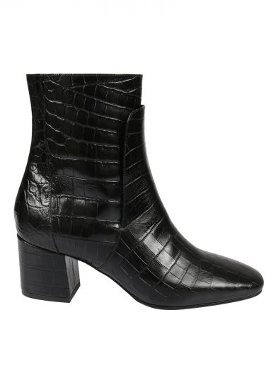 GIVENCHY Paris Line Croc-Embossed Patent Leather Block-Heel Booties in ...