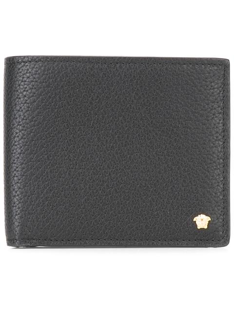 VERSACE Medusa Leather Billfold Wallet in Black Gold | ModeSens