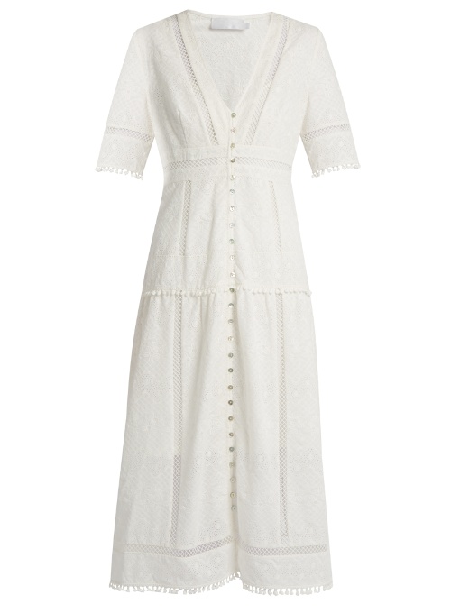 ZIMMERMANN Caravan Embroidered Cotton Dress in Ivory | ModeSens