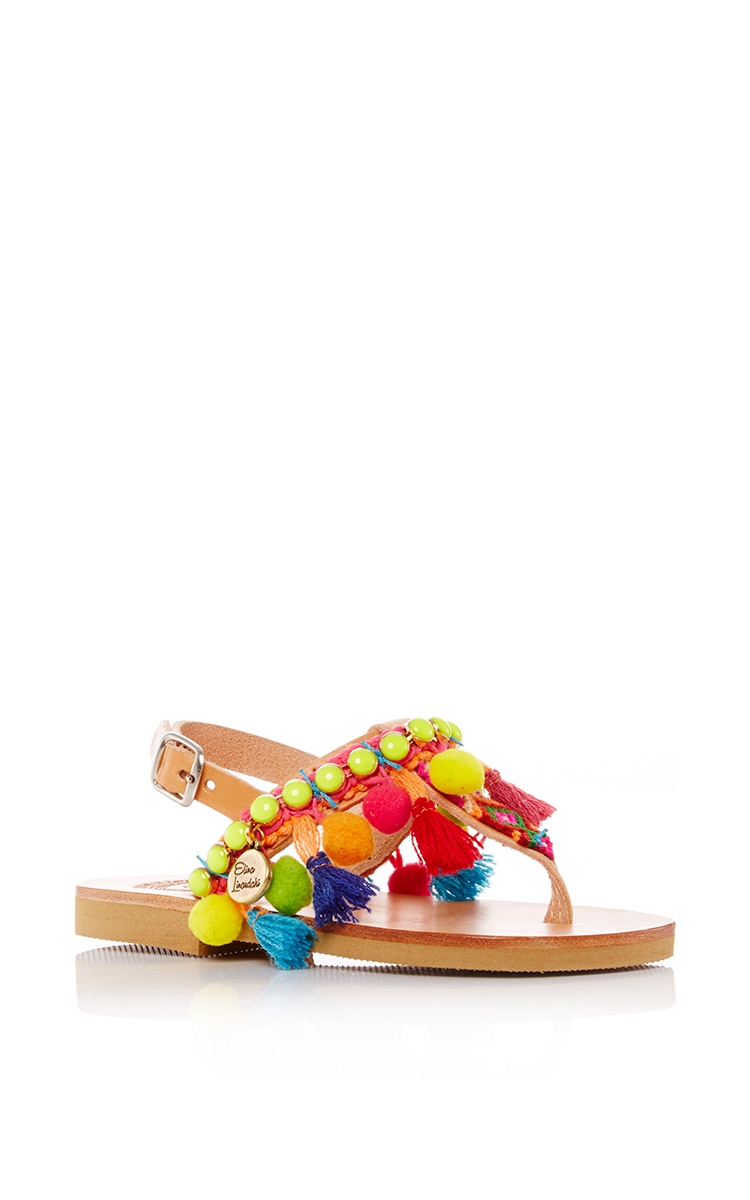 ELINA LINARDAKI LEATHER DIZZY PARROT SANDALS IN NEUTRALS, NEON., MULTI ...