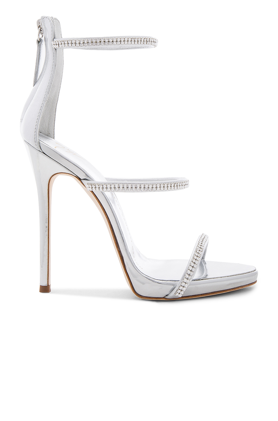 GIUSEPPE ZANOTTI - MIRRORED ROSE GOLD SANDAL WITH CRYSTALS HARMONY ...