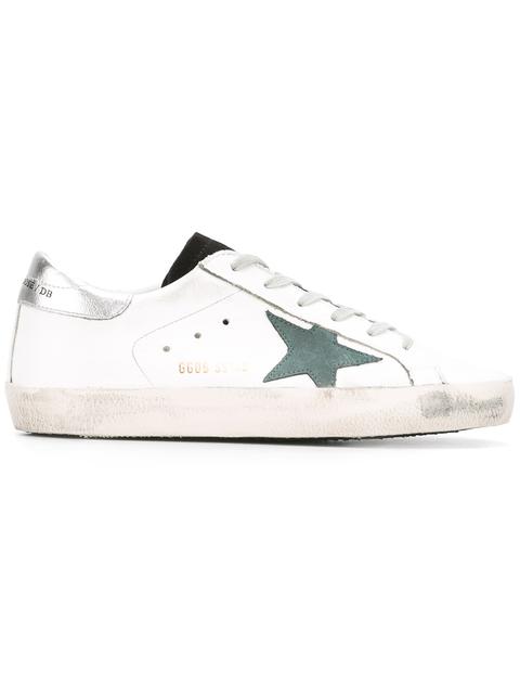 GOLDEN GOOSE Super Star Distressed Leather And Suede Sneakers in White ...