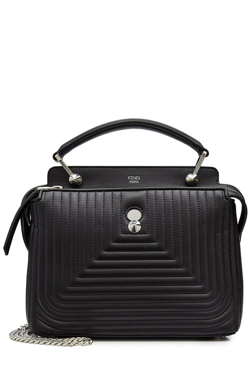 FENDI Dotcom Click Small Quilted Leather Shoulder Bag in Black | ModeSens
