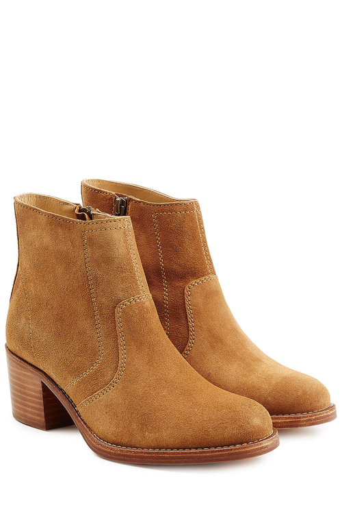 A.P.C. LEATHER ANKLE BOOTS WITH SHEARLING INSOLE, CARAMEL | ModeSens