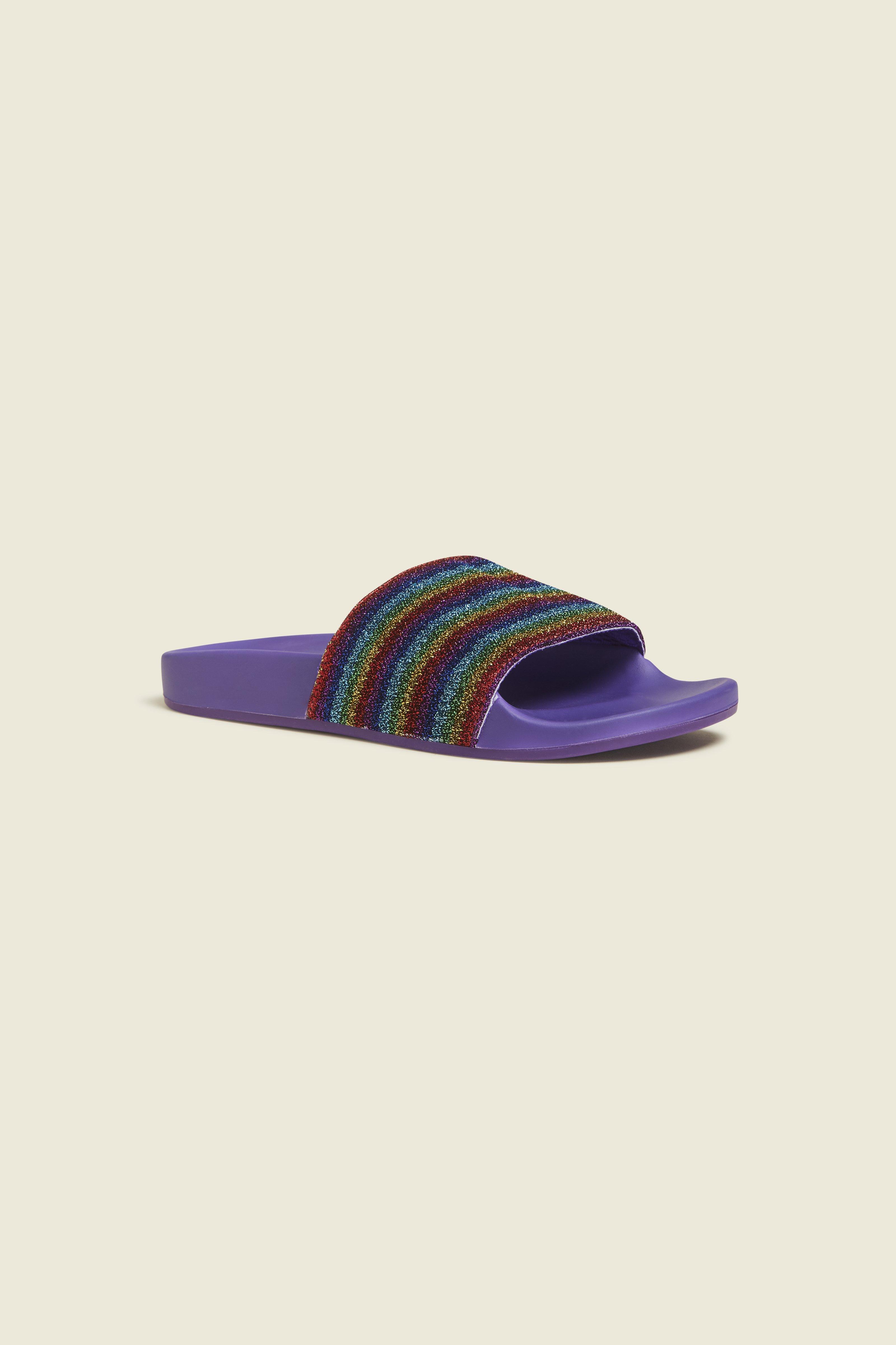 MARC JACOBS Purple Lurex Stripe Cooper Slide Sandals in Purple Multi ...