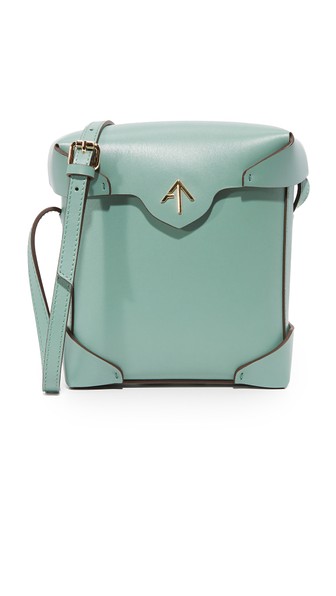 Manu Atelier Pristine Mini Leather Shoulder Bag In Water Green | ModeSens