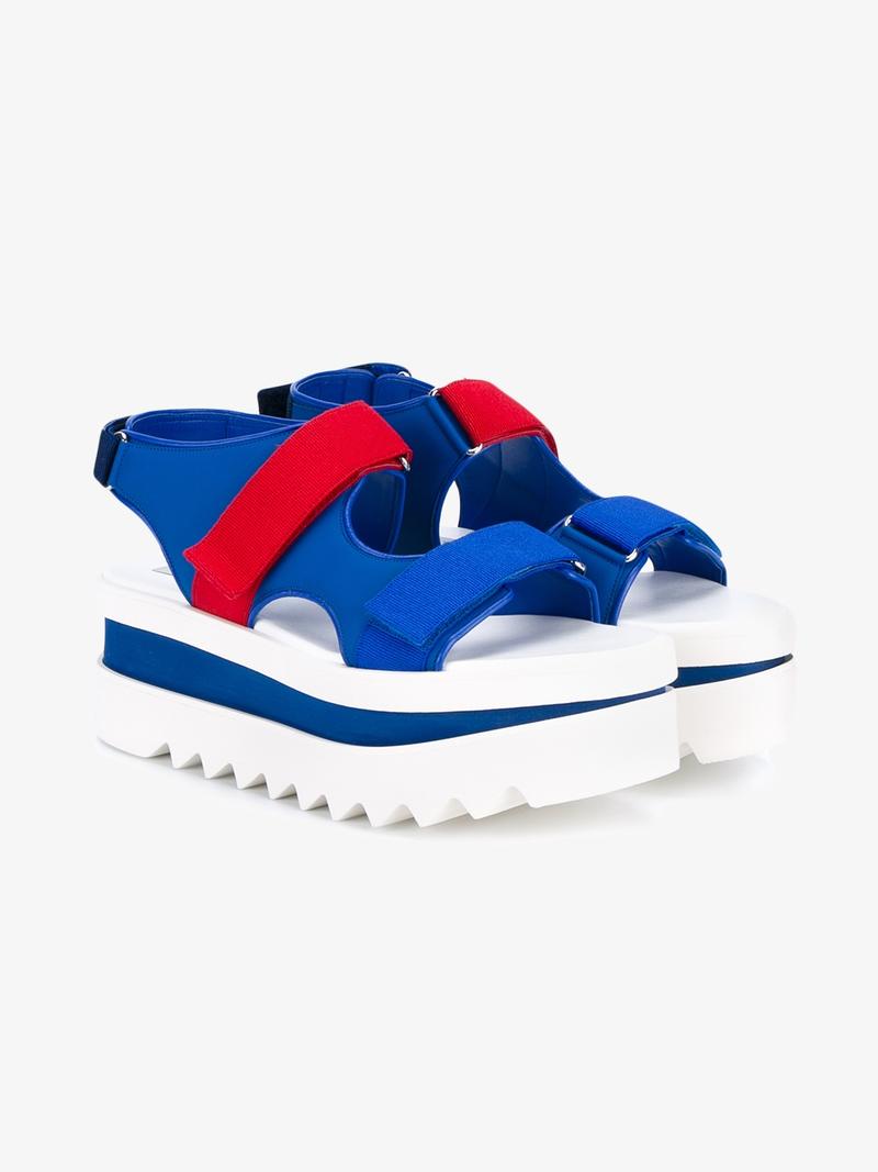 STELLA MCCARTNEY COLOURBLOCK VELCRO STRAP PLATFORM SANDALS, BLUE | ModeSens