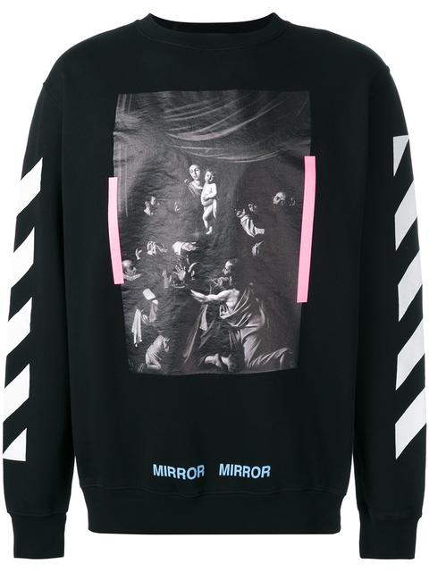 Off-White Caravaggio Printed Cotton Sweatshirt In Black | ModeSens
