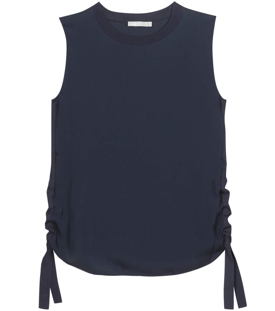 VINCE FRAYED TRIM SCOOP NECK TANK, COASTAL BLUE | ModeSens