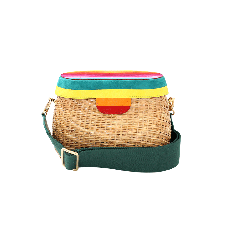 EDIE PARKER JANE STRIPED STRAW BASKET CROSSBODY BAG, RAINBOW, MULTI