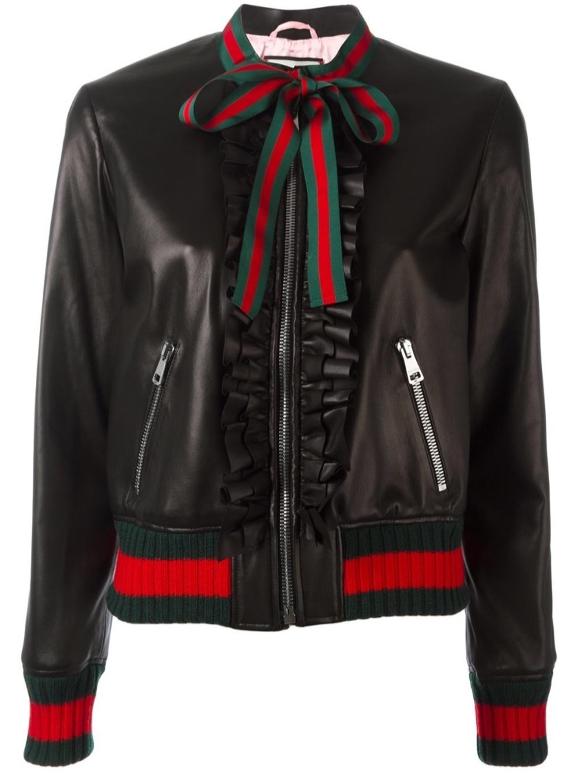 GUCCI EMBELLISHED NAPPA LEATHER BOMBER JACKET, BLACK | ModeSens