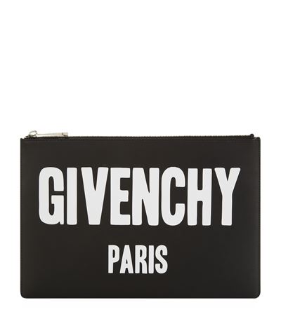 Givenchy Medium Iconic Printed Leather Pouch, Black In Llack | ModeSens