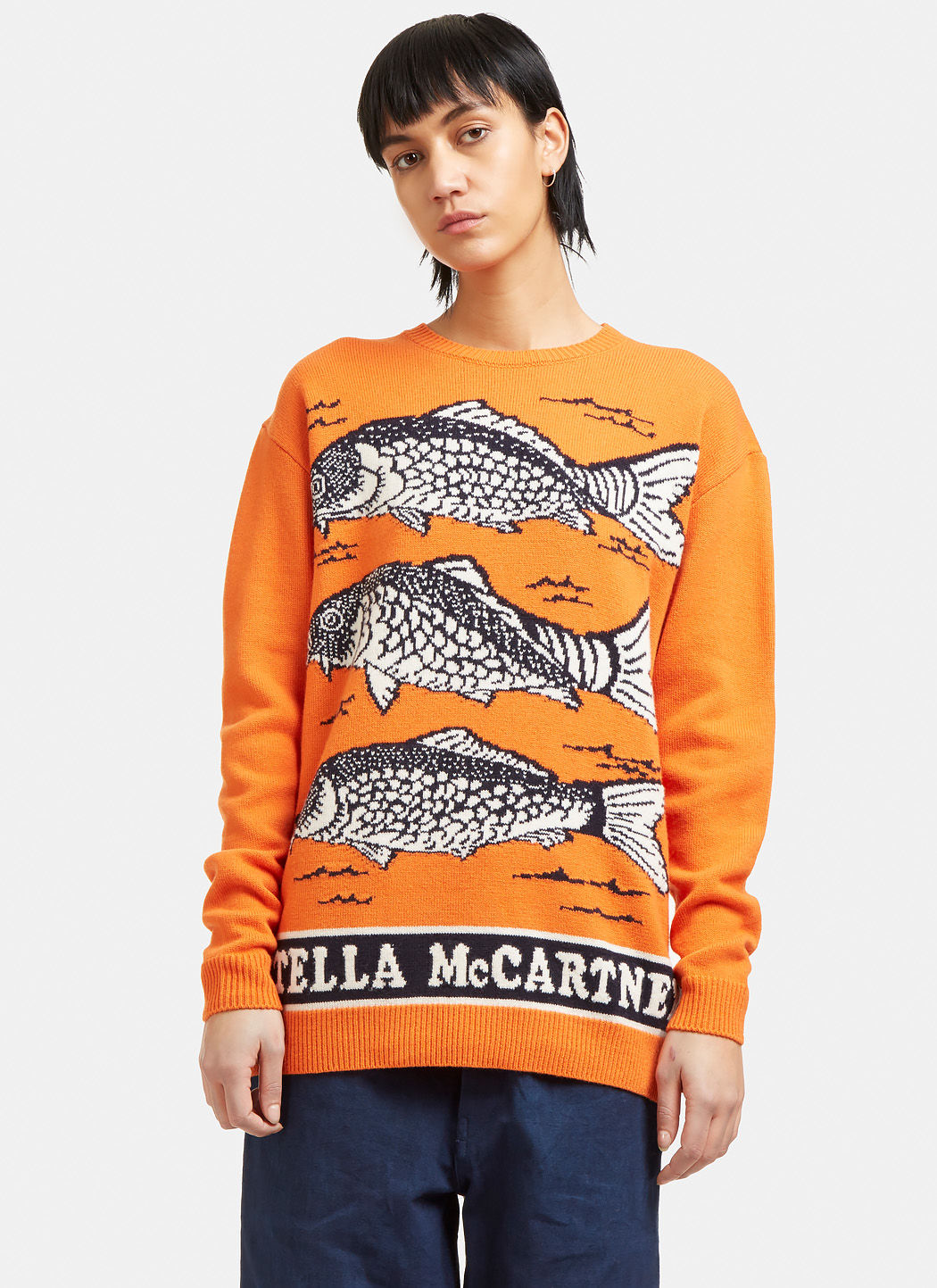 Stella Mccartney Women’S Oversized Fish Intarsia Knit Sweater In Orange ...