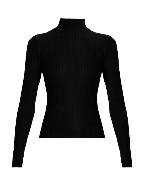 'Ida' Cotton Blend Rib Knit Turtleneck Sweater, Black | ModeSens