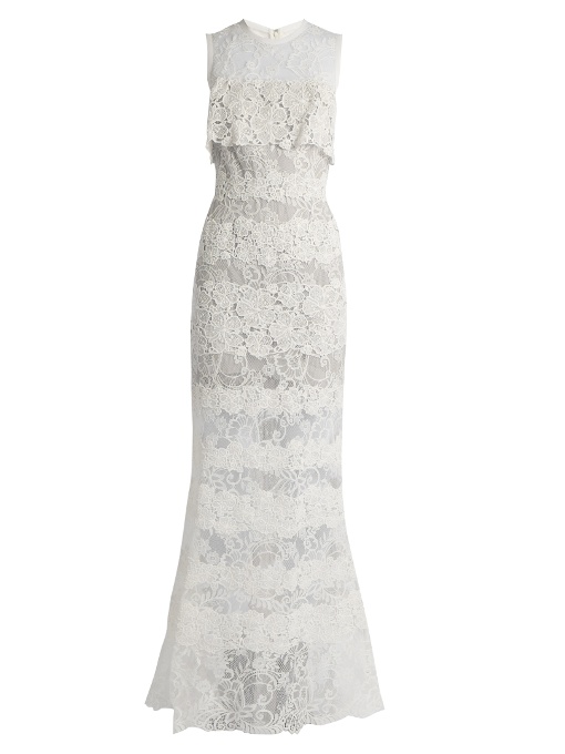 ELIE SAAB Sleeveless Lace Popover Gown, Ivory in White | ModeSens