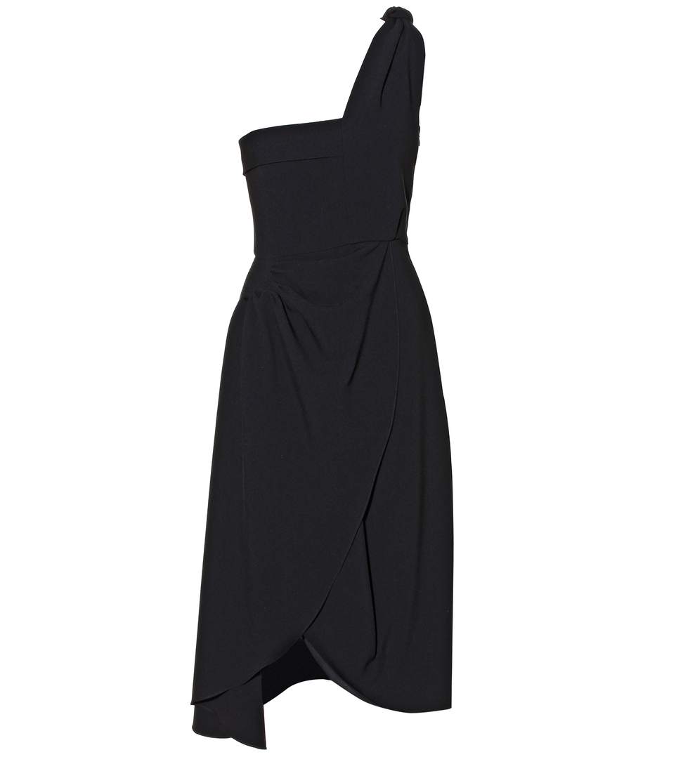 Black One Shoulder Draped Dress