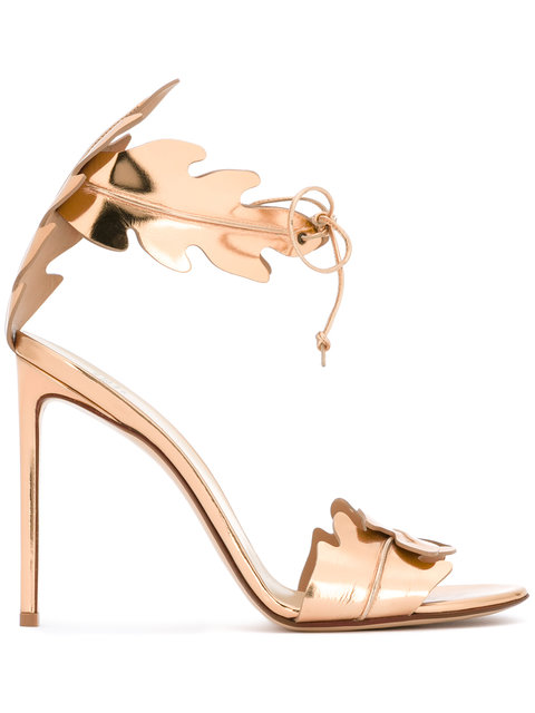 Francesco Russo Metallic Leather Sandals In Oro Rosa | ModeSens