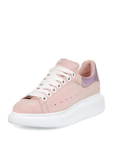 ALEXANDER MCQUEEN LEATHER PLATFORM LOW-TOP SNEAKER, LIGHT PINK, CLOVER ...