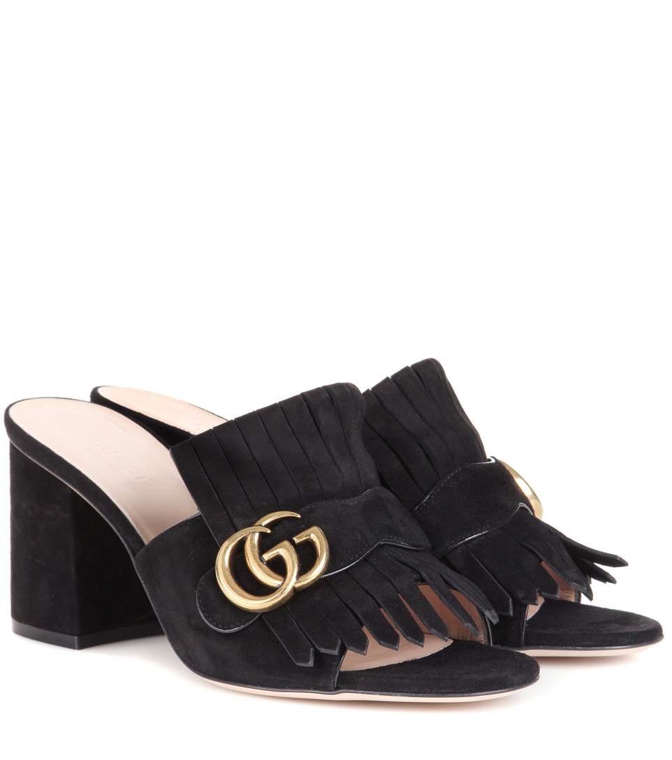 gucci marmont fringe mules