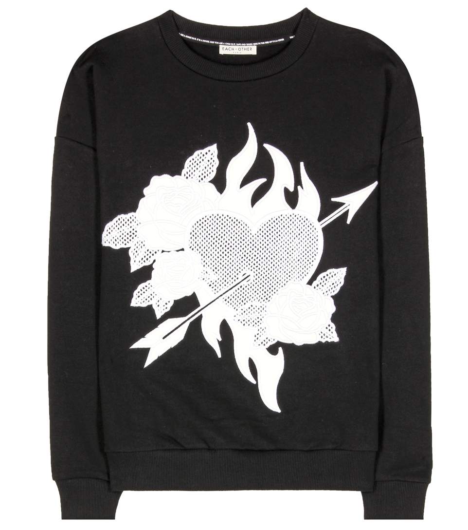 EACH X OTHER EMBROIDERED COTTON SWEATSHIRT, LLACK | ModeSens