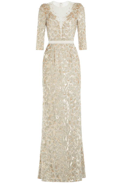 JENNY PACKHAM Floor Length Embellished Silk Dress | ModeSens