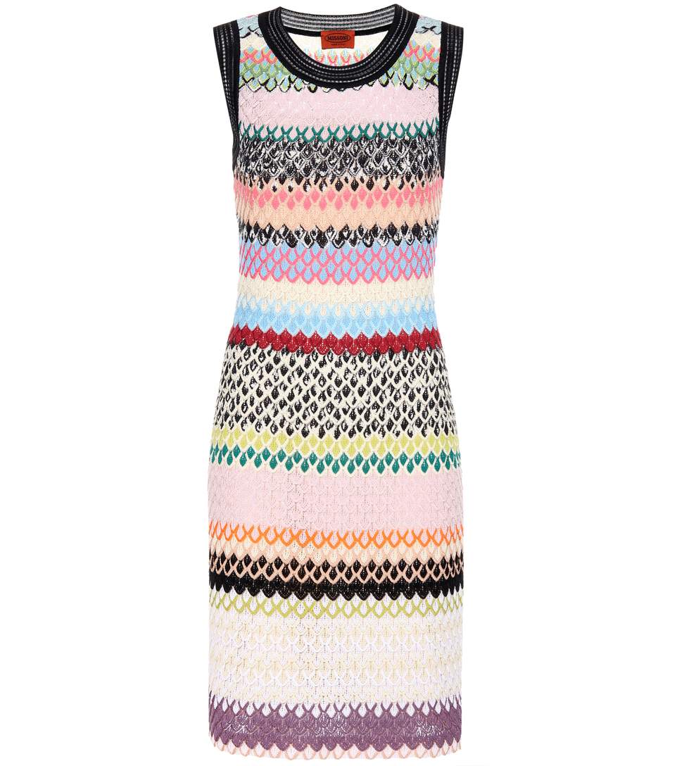 MISSONI Stripe Scalloped Knit Dress in PnkBlk ModeSens