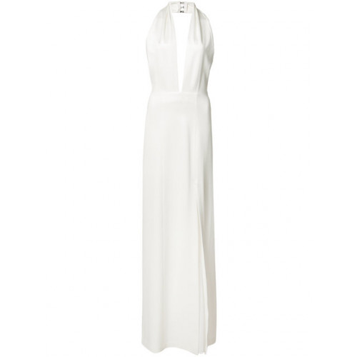 Galvan White Halter-Neck Slit Dress | ModeSens