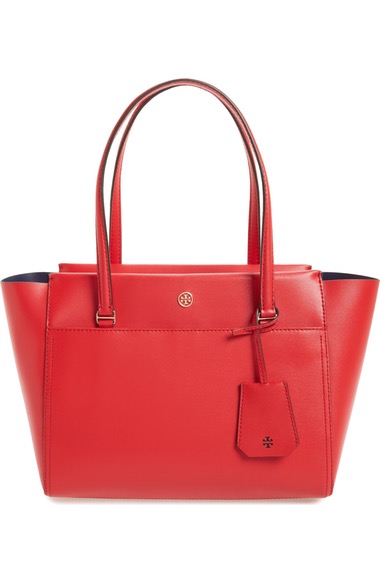 TORY BURCH PARKER SMALL LEATHER TOTE, CHERRY APPLE | ModeSens
