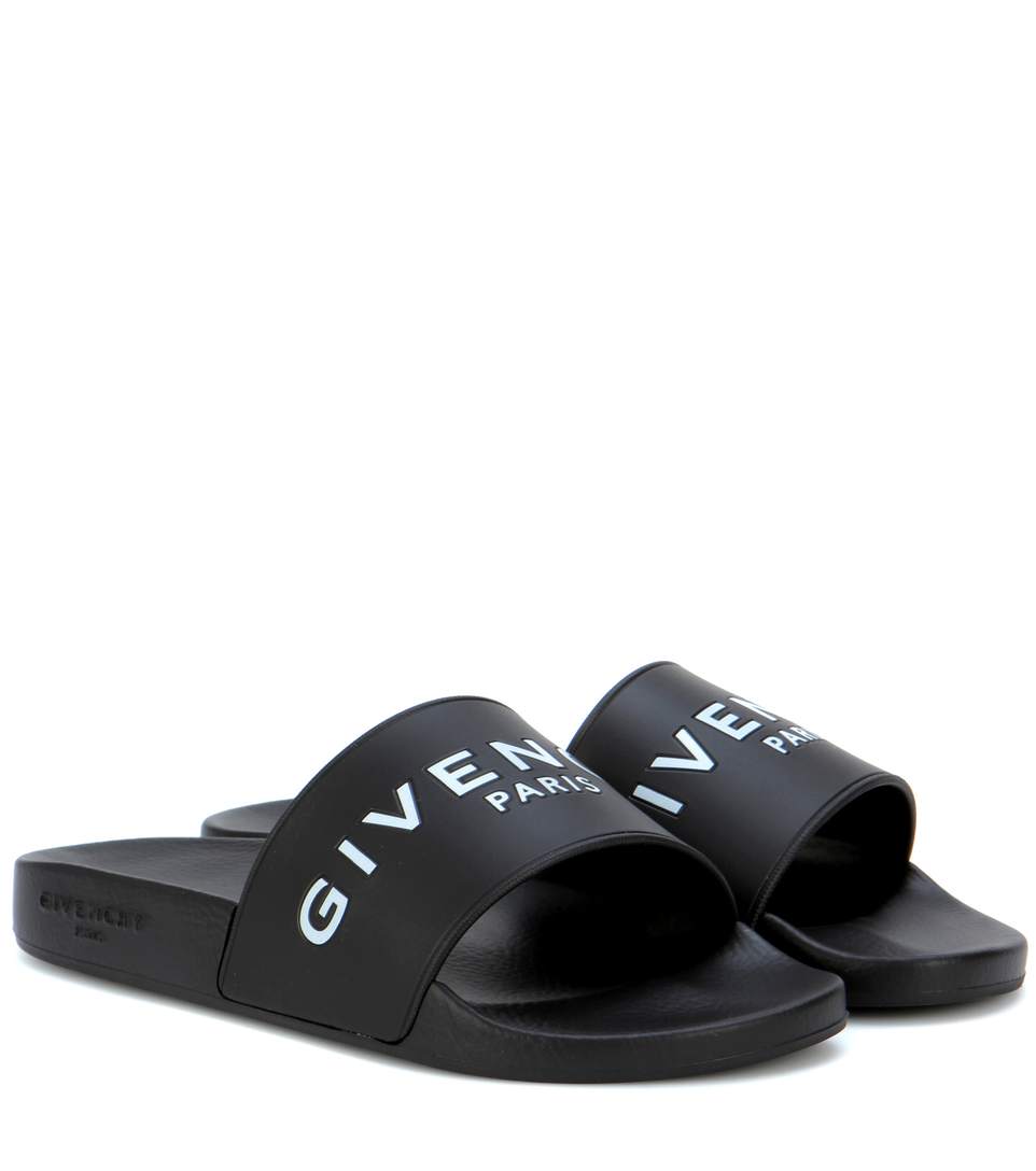 GIVENCHY 20Mm Logo Embossed Rubber Slide Sandals, Black | ModeSens