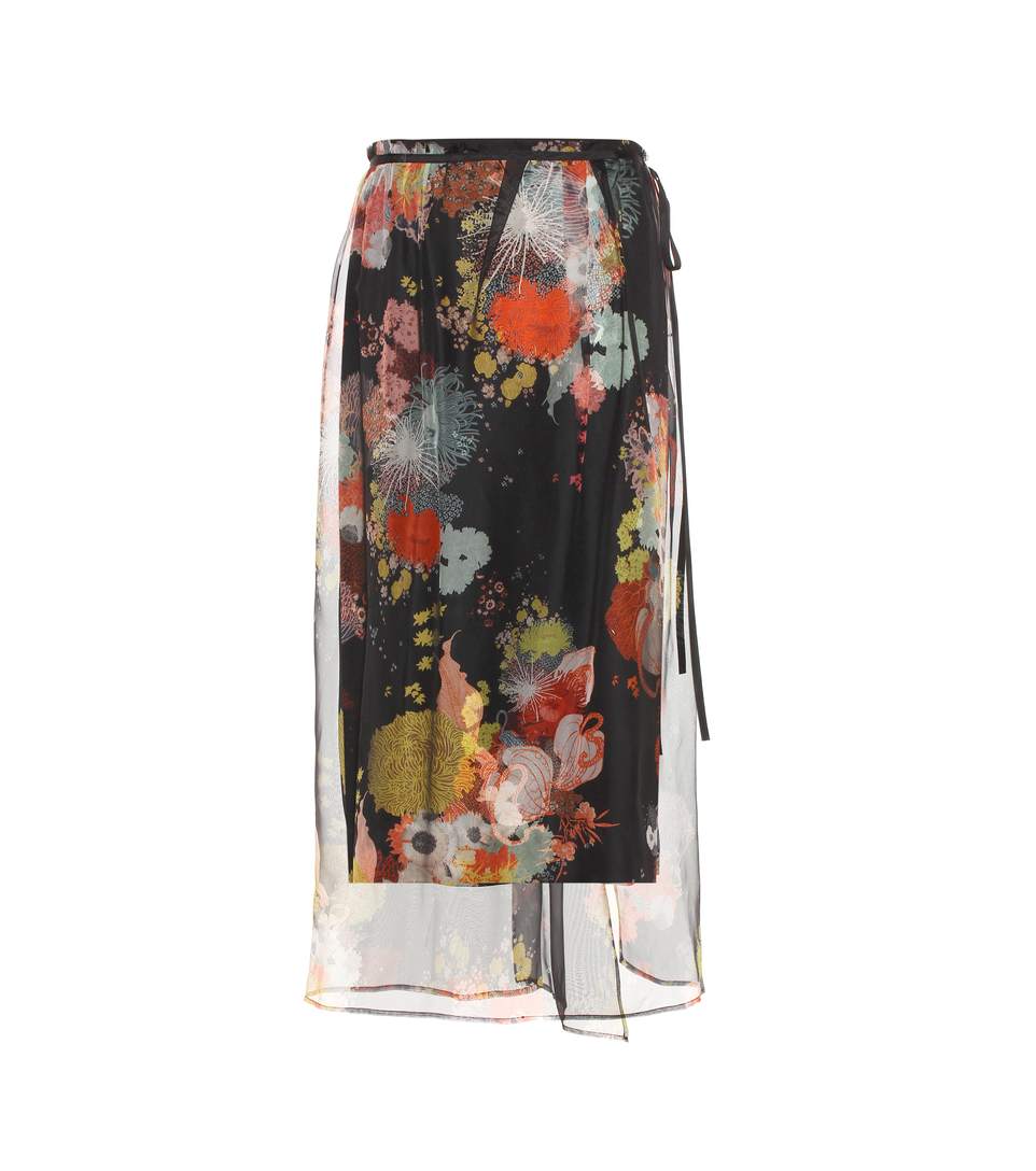 DRIES VAN NOTEN SCHILLER FLORAL SILK MIDI-SKIRT, LLACK | ModeSens