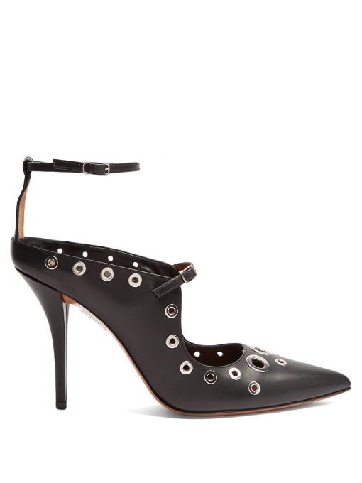 GIVENCHY GROMMETED LEATHER POINT-TOE PUMPS, BLACK | ModeSens
