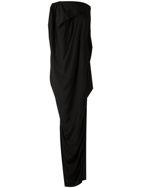 RICK OWENS Nouveau Draped Crepe Maxi Dress in Black | ModeSens